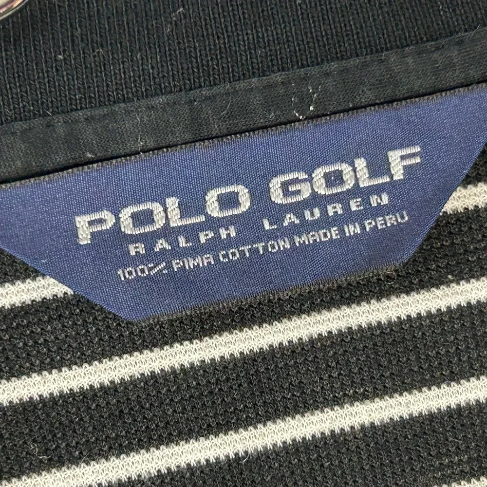 Ralph Lauren Polo Golf‎ Black White Stripes Polo Shirt Men's Large